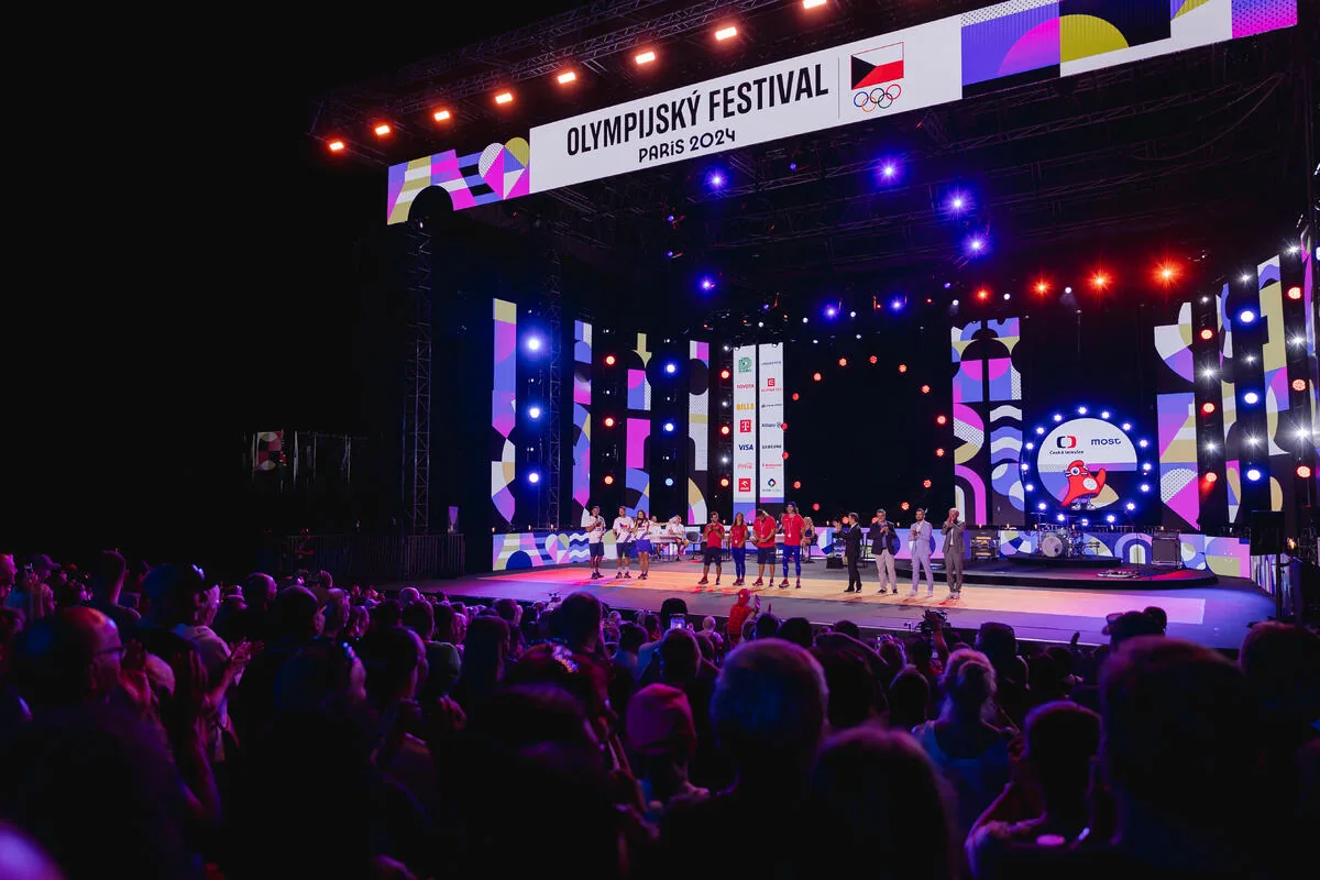 The covered stage during the evening Olympic Festival programme